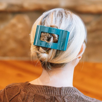 Teal With It | Large | Flat Rectangle Hair Clip