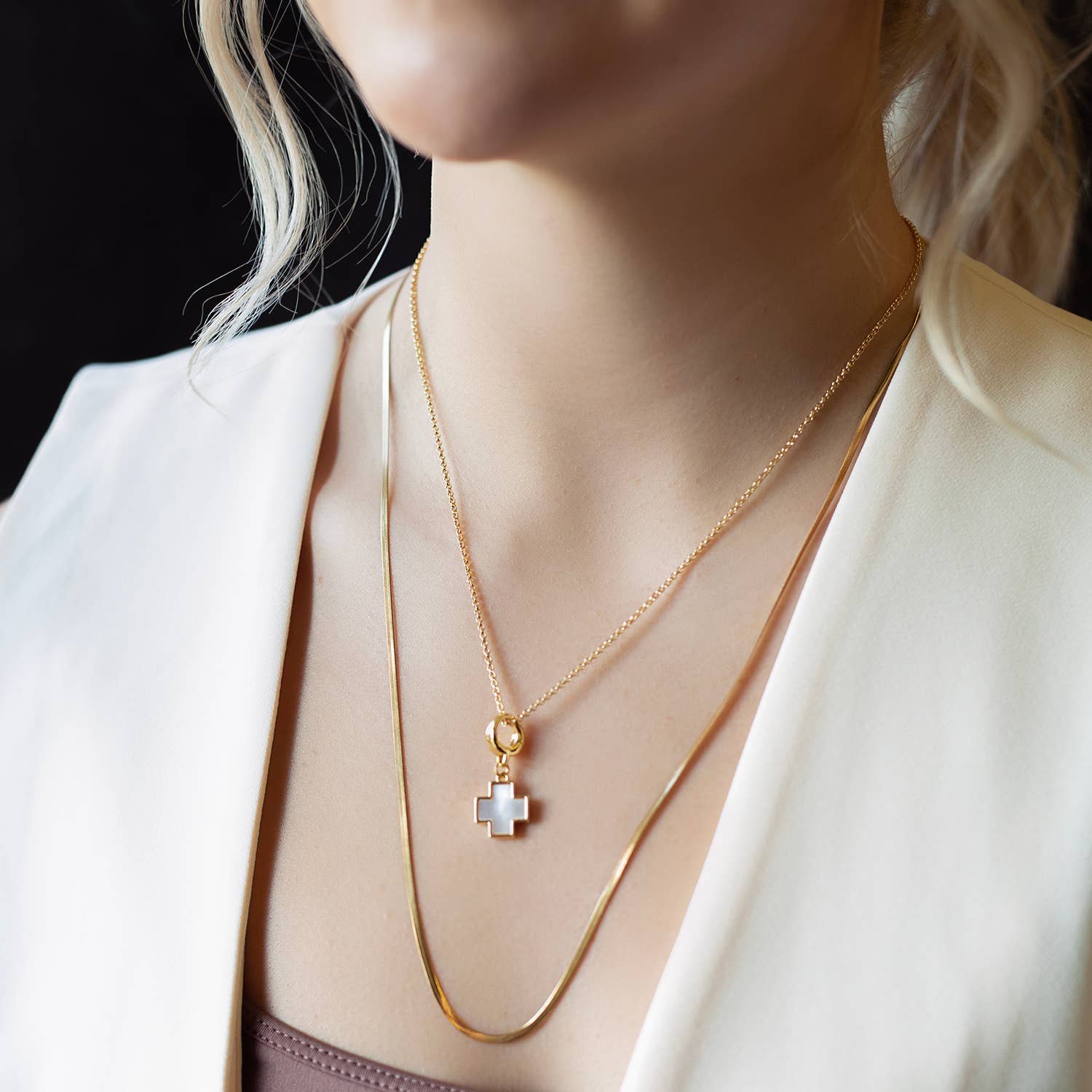 Cross Charm, Mother of Pearl, Charm Bar | Charm Necklace or Bracelet