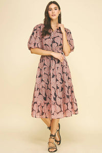 NINA - FLORAL BUTTON DOWN TIERED MIDI DRESS