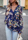 Floral Button Down Long Sleeve Blouse