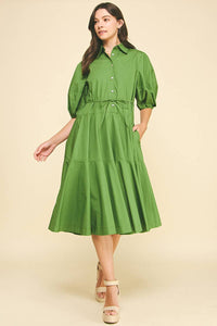 PAYTON - BUTTON DOWN TIERED MIDI DRESS
