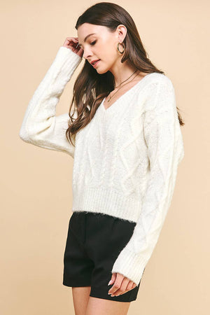 Textured Cable Knit Sweater