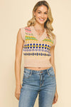 Julia- Pattern V-Neck Sweater Vest