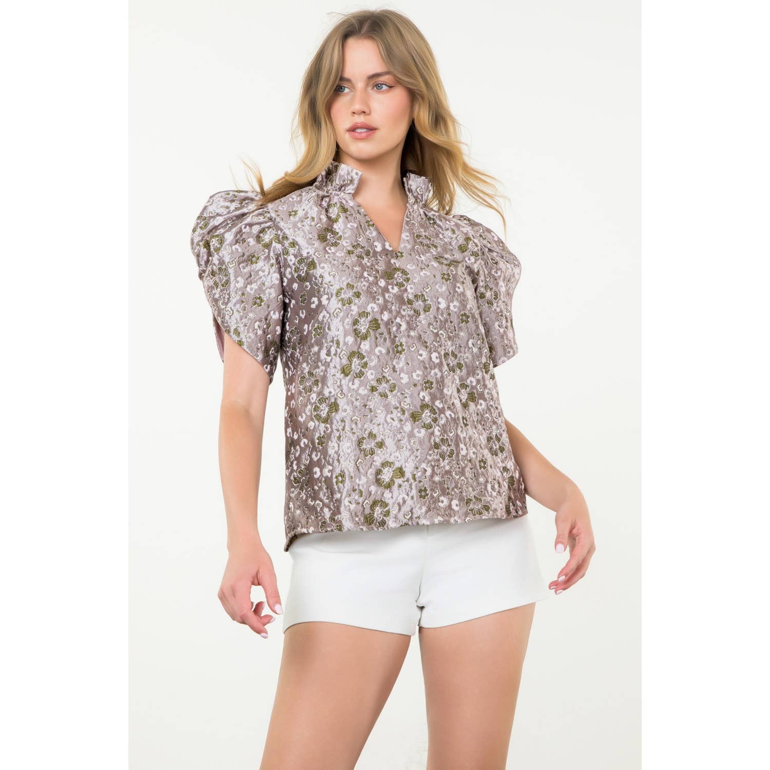 Phoebe - Ruched  Sleeve Textured Top