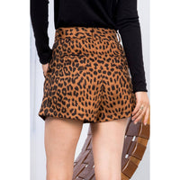 Quincey-Leopard Suede Shorts