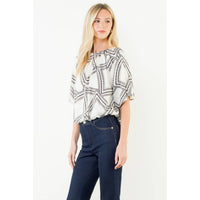 Tegan - Short Sleeve Pattern Flowy Top