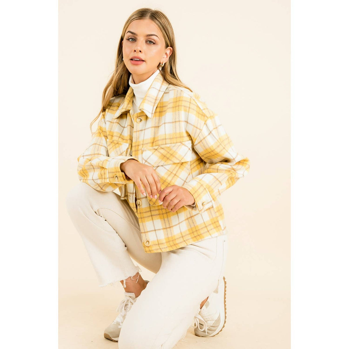 KAYLA - Plaid Button Up Jacket