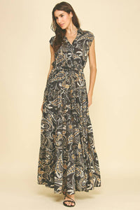 KAT - PAISLEY PRINT TIERED MAXI DRESS