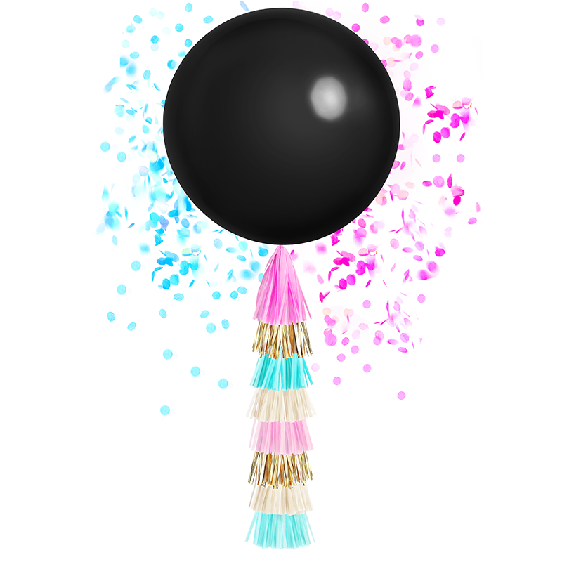 Globo de confeti gigante y cola de borla - CHAMPAGNE