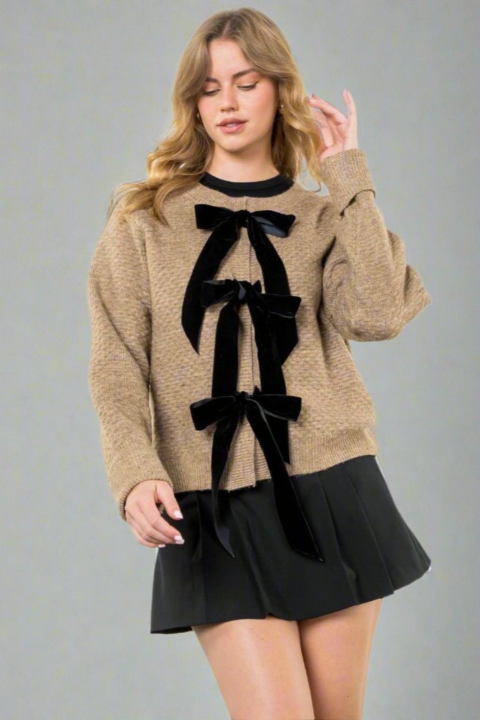 Bow Detail Knit Cardigan