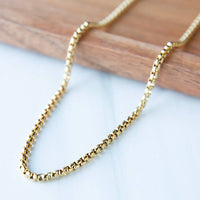 Gilded Gold Necklace-24" Box Chain | Charm Bar Necklace