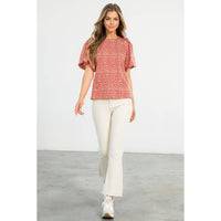 Sadie - Cheetah Print Short Puff Sleeve Top