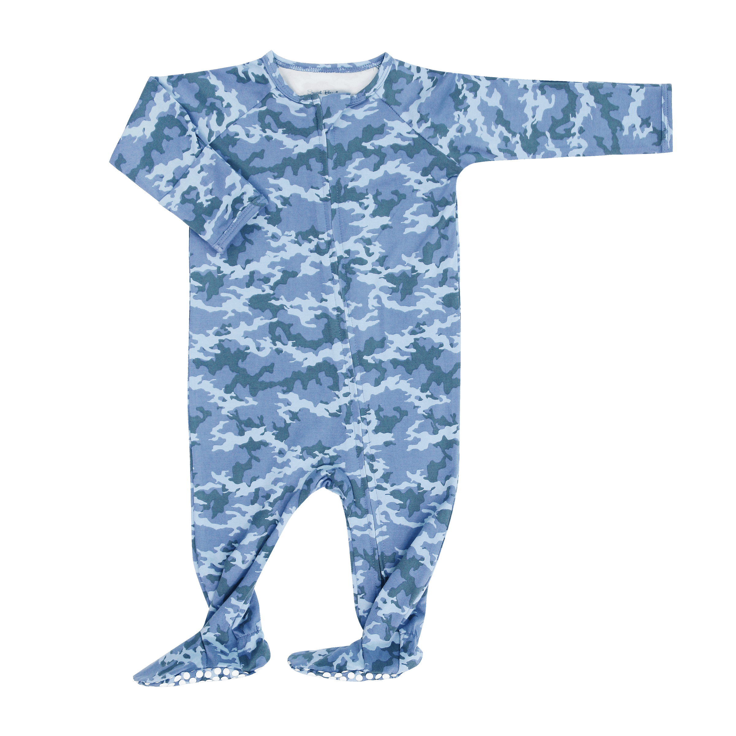 Blue Camouflage Zipper Footie