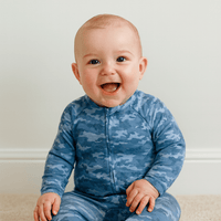 Blue Camouflage Zipper Footie