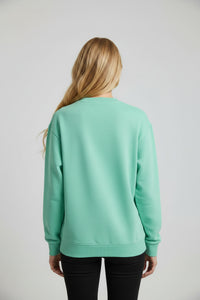 Trina - Teal Halloween Ghost Embroidered Drop Shoulder Sweatshirt