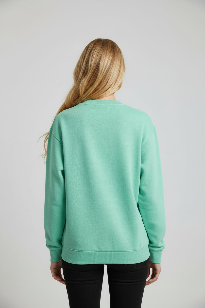 Trina - Teal Halloween Ghost Embroidered Drop Shoulder Sweatshirt