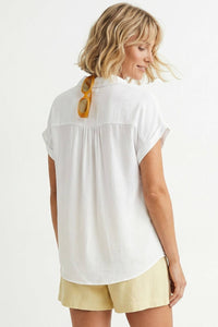 Half Placket Short Sleeve Blouse