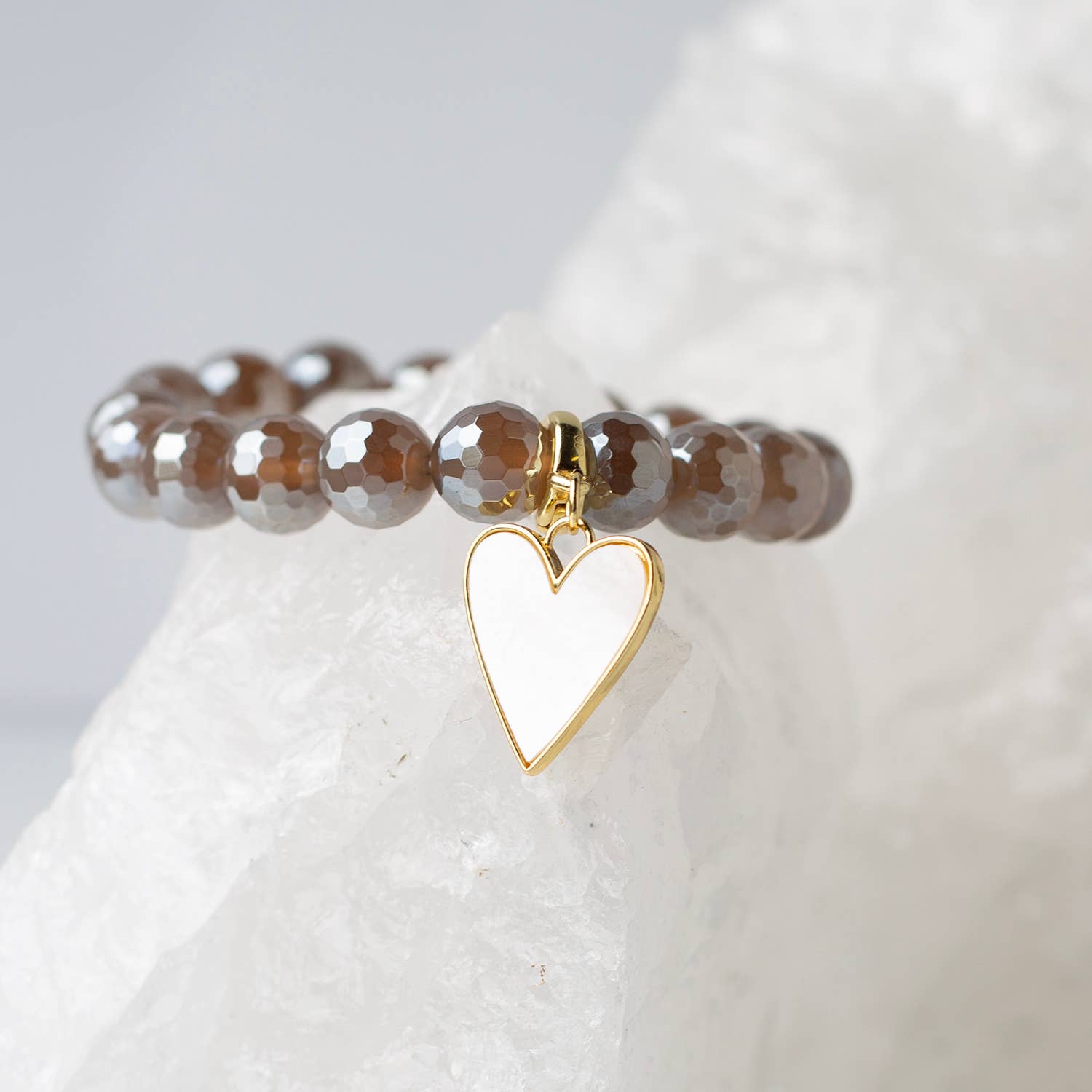 Heart Charm, Mother of Pearl, Charm Bar | Charm Necklace or Bracelet