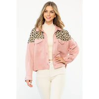 Leopard Suede Button Up Jacket