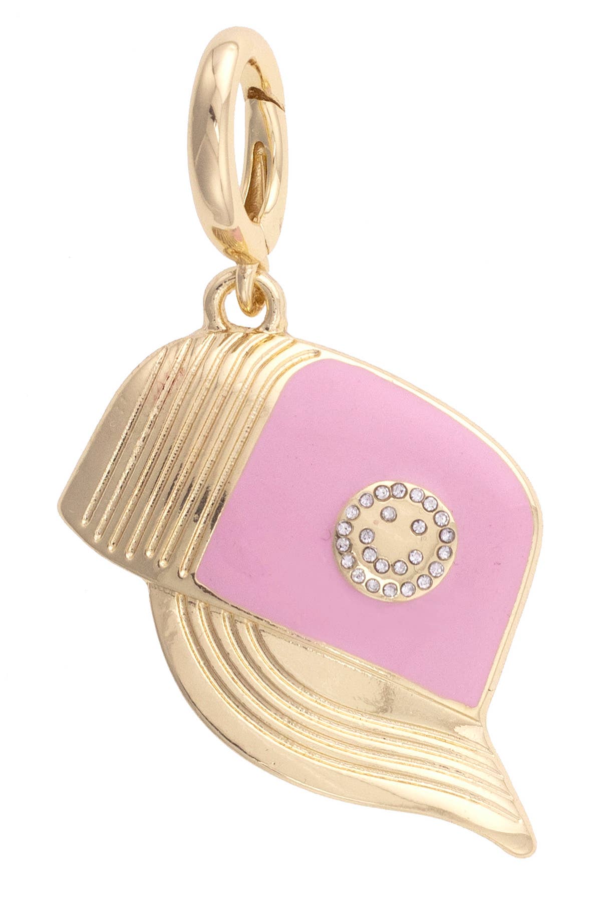 XL Smiley Face Trucker Hat Pendant Charm in Light Pink
