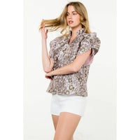 Phoebe - Ruched  Sleeve Textured Top