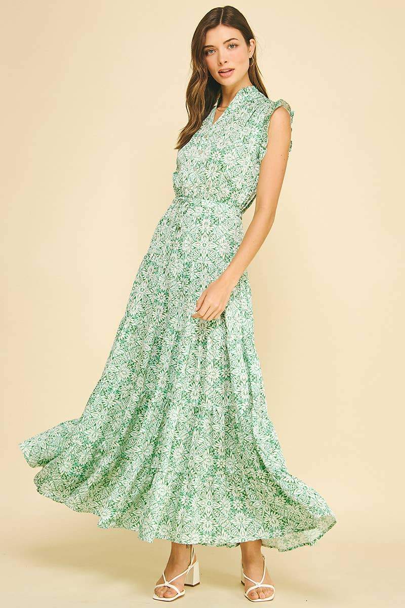 Mariah - Mint Floral Tiered Maxi Dress