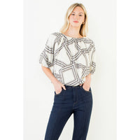 Tegan - Short Sleeve Pattern Flowy Top