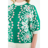 Brynn - Flower Knit Sweater Top