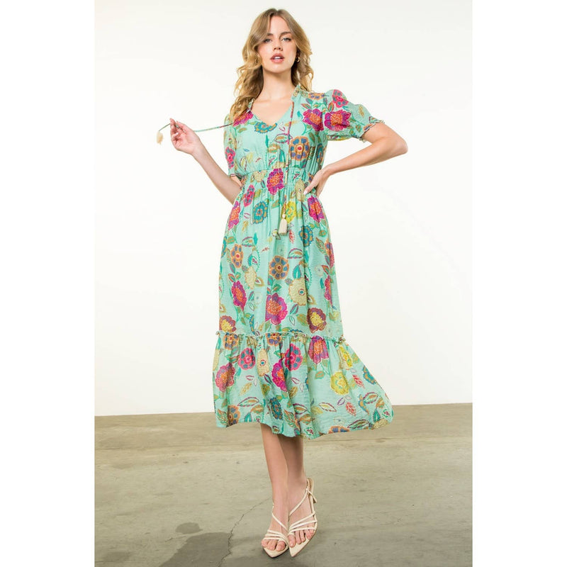 Maurice- Short Sleeve Floral Maxi Dress