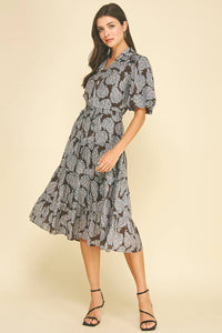 NINA - FLORAL BUTTON DOWN TIERED MIDI DRESS