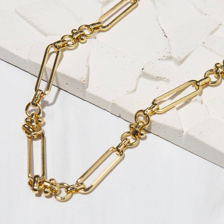 Gilded Gold Necklace-18" Toggle Chain | Charm Bar Necklace