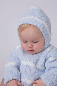Chenille - Light Blue & Ivory Stripe Hooded Jacket