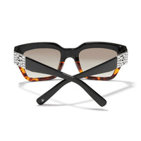 Brighton sunglasses shown from the back with black tortoise frames and silver-tone crystal temple accents