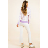 Leyla- Long Sleeve Floral Pattern Knit Pullover Sweater