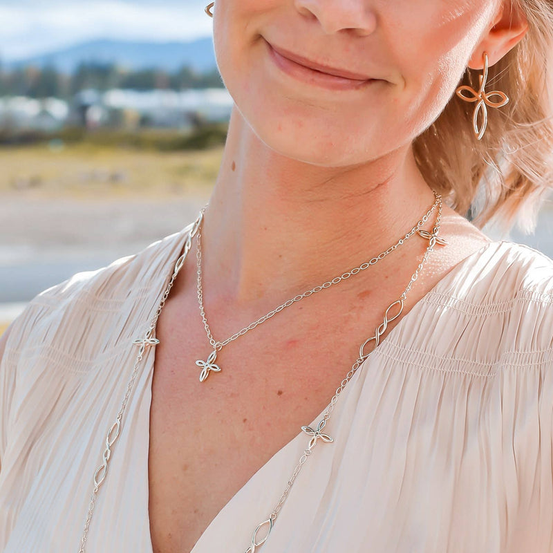 She's Classic Cross Drop Necklace in Silver