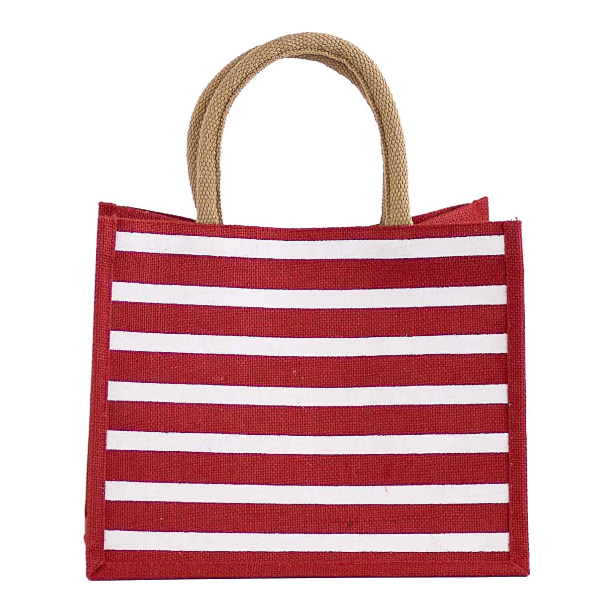 Stripe Gift Tote   Red/White   12x10x8