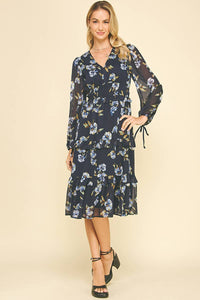 LEILANI - FLORAL TIERED CHIFFON MIDI DRESS