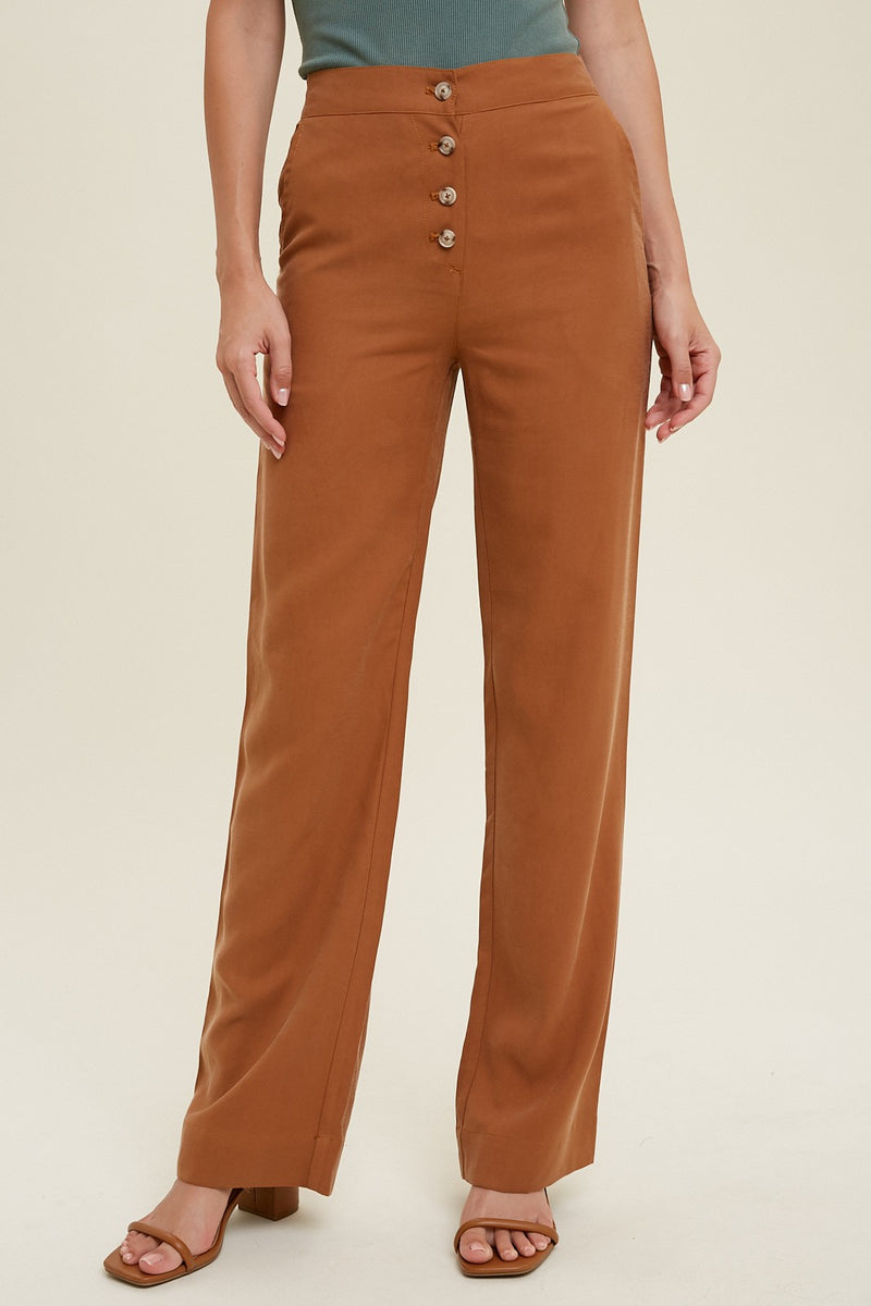 Button-Up Detail Pants with Pockets