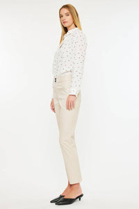 HIGH RISE SKINNY STRAIGHT CREAM PANTS
