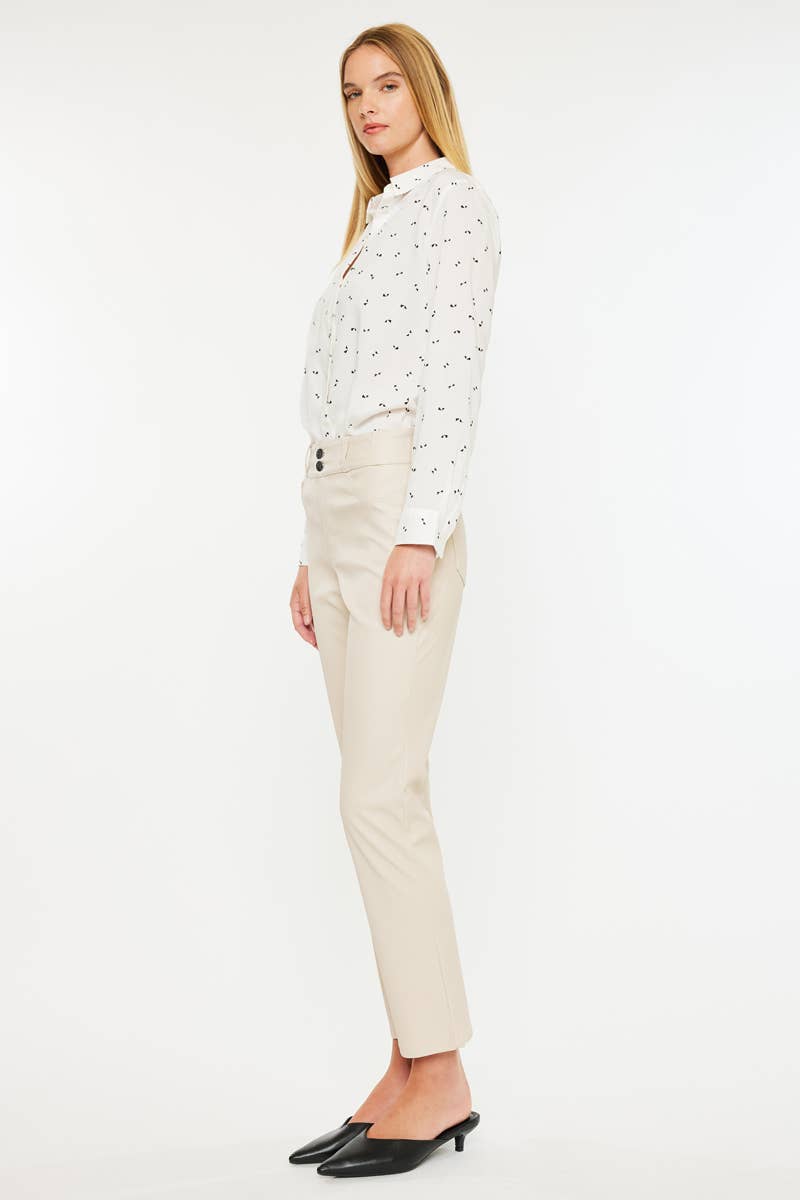 HIGH RISE SKINNY STRAIGHT CREAM PANTS
