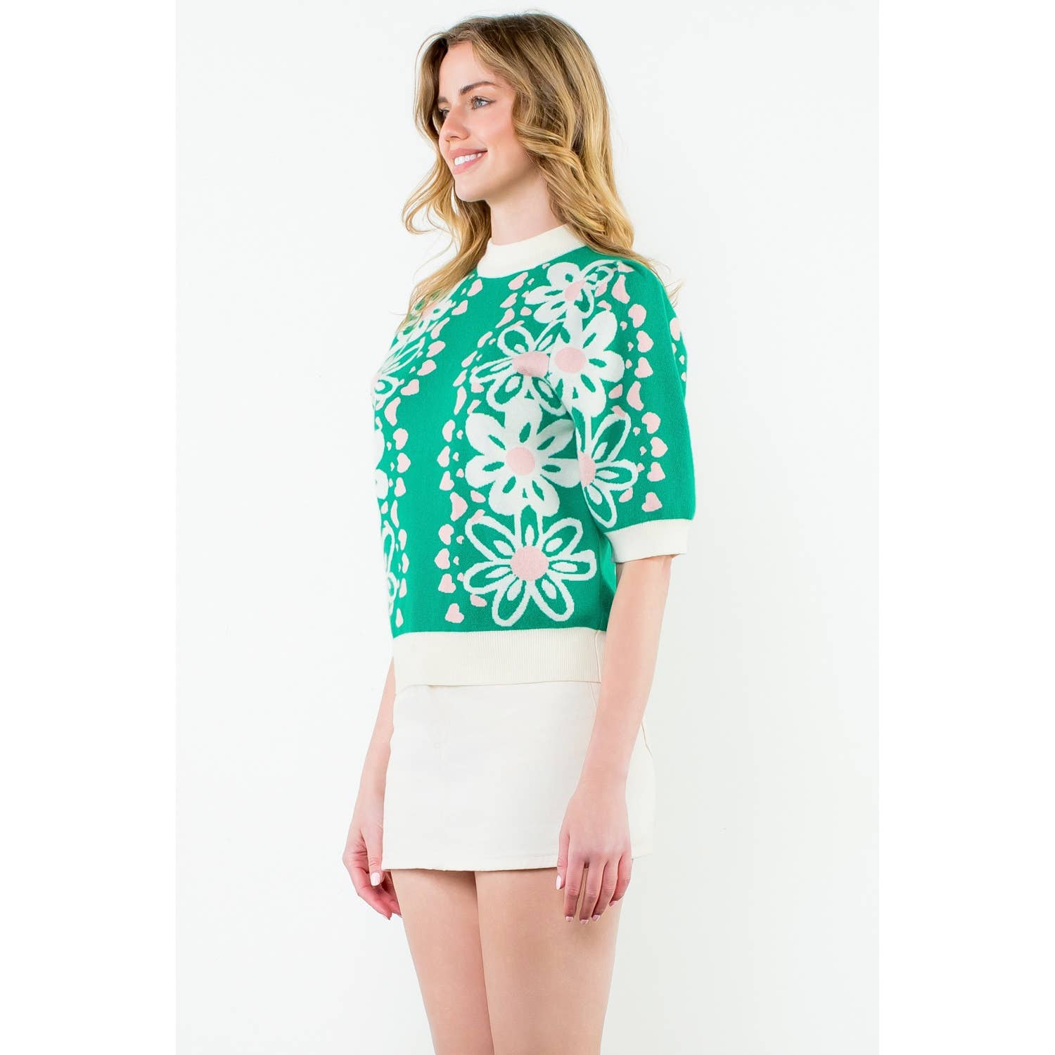 Brynn - Flower Knit Sweater Top