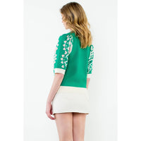 Brynn - Flower Knit Sweater Top