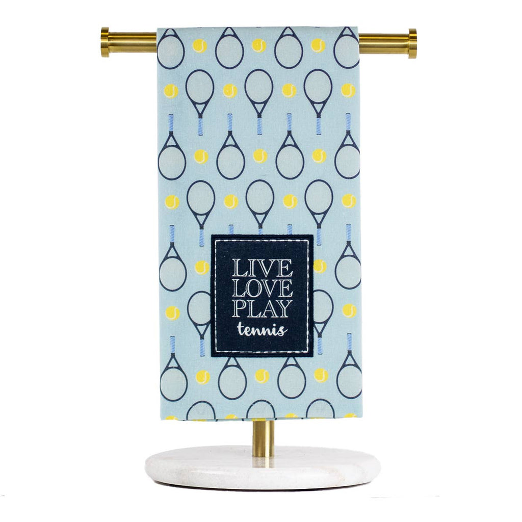 Live Love Play Tennis Hand Towel   Sky/Palace/Navy   20x28