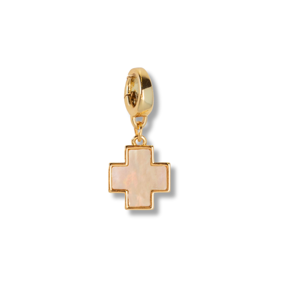 Cross Charm, Mother of Pearl, Charm Bar | Charm Necklace or Bracelet