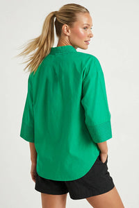 Riley - Contrast Stitch Detail Popover Blouse