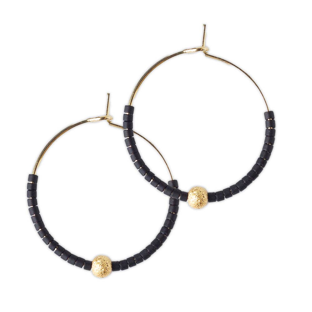 Sprinkles Hoop Earrings-Black/Gold
