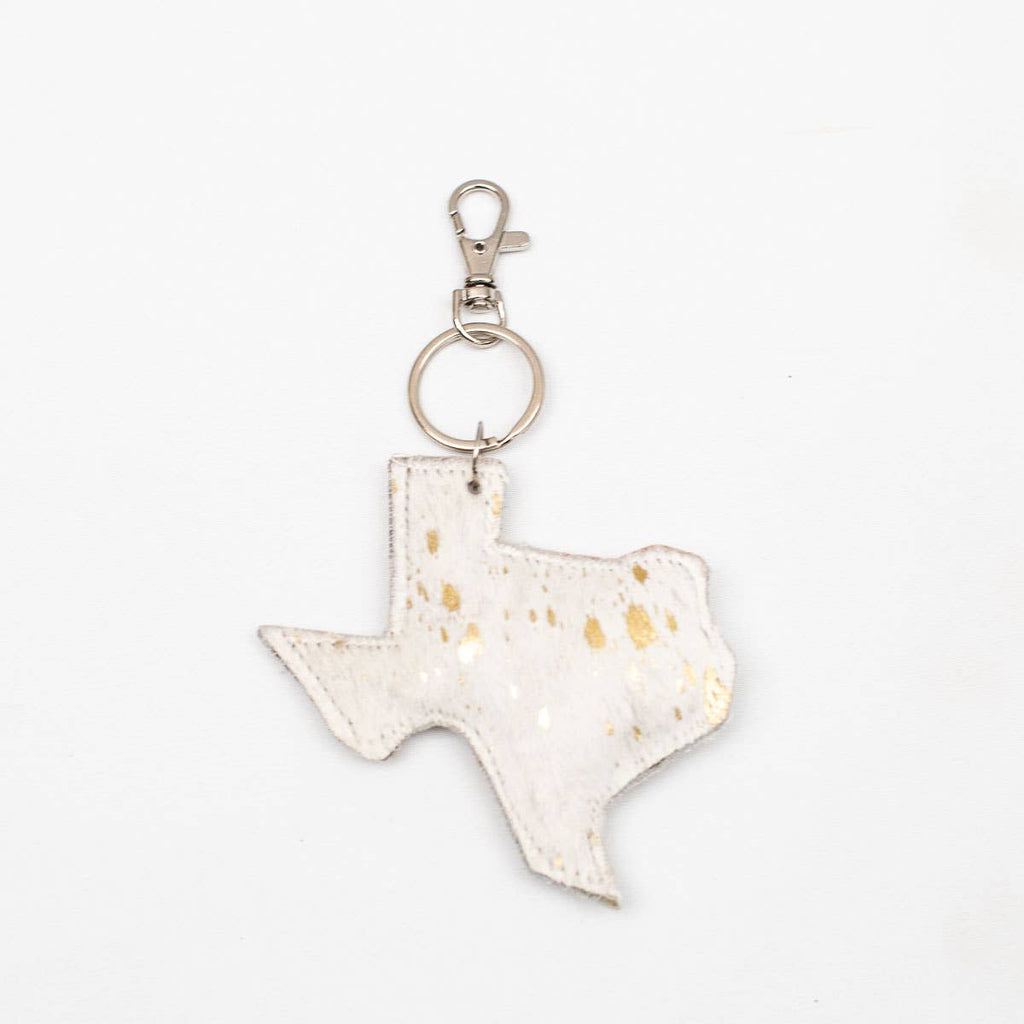 Texas Speckled Metallic Hide Keychain Clip