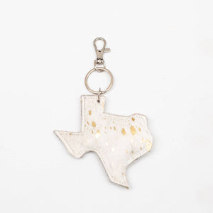 Texas Speckled Metallic Hide Keychain Clip