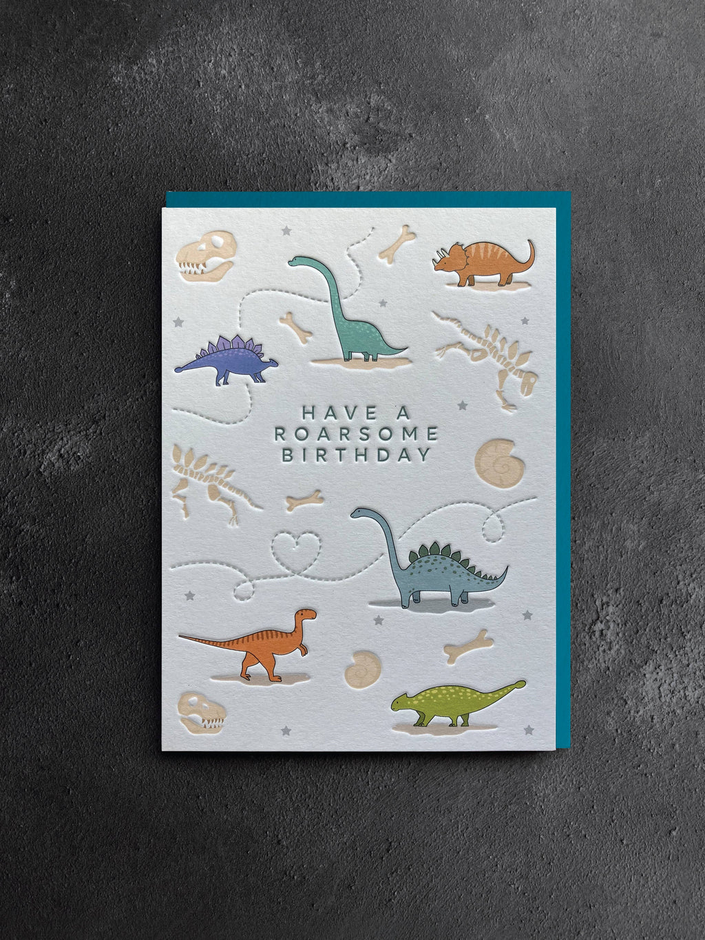 Dinosaurs Birthday Letterpress Style Card