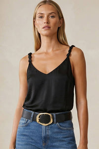 Lisa Classic V-neck Tank Top With Strap Accent
